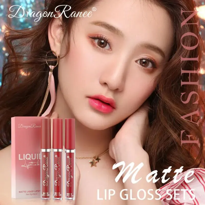 3PCS/Set Waterproof Matte Velvet Lip Gloss