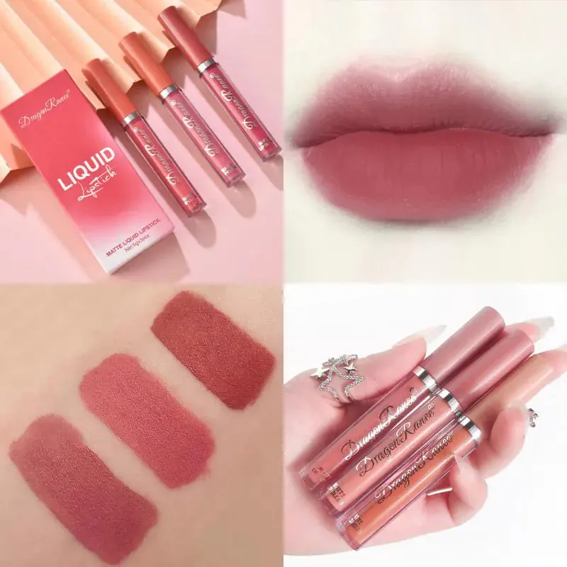 3PCS/Set Waterproof Matte Velvet Lip Gloss