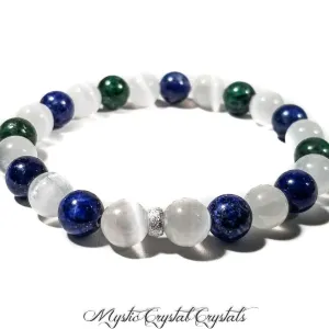 8mm Chrysocolla & Selenite Gemstone Bracelet