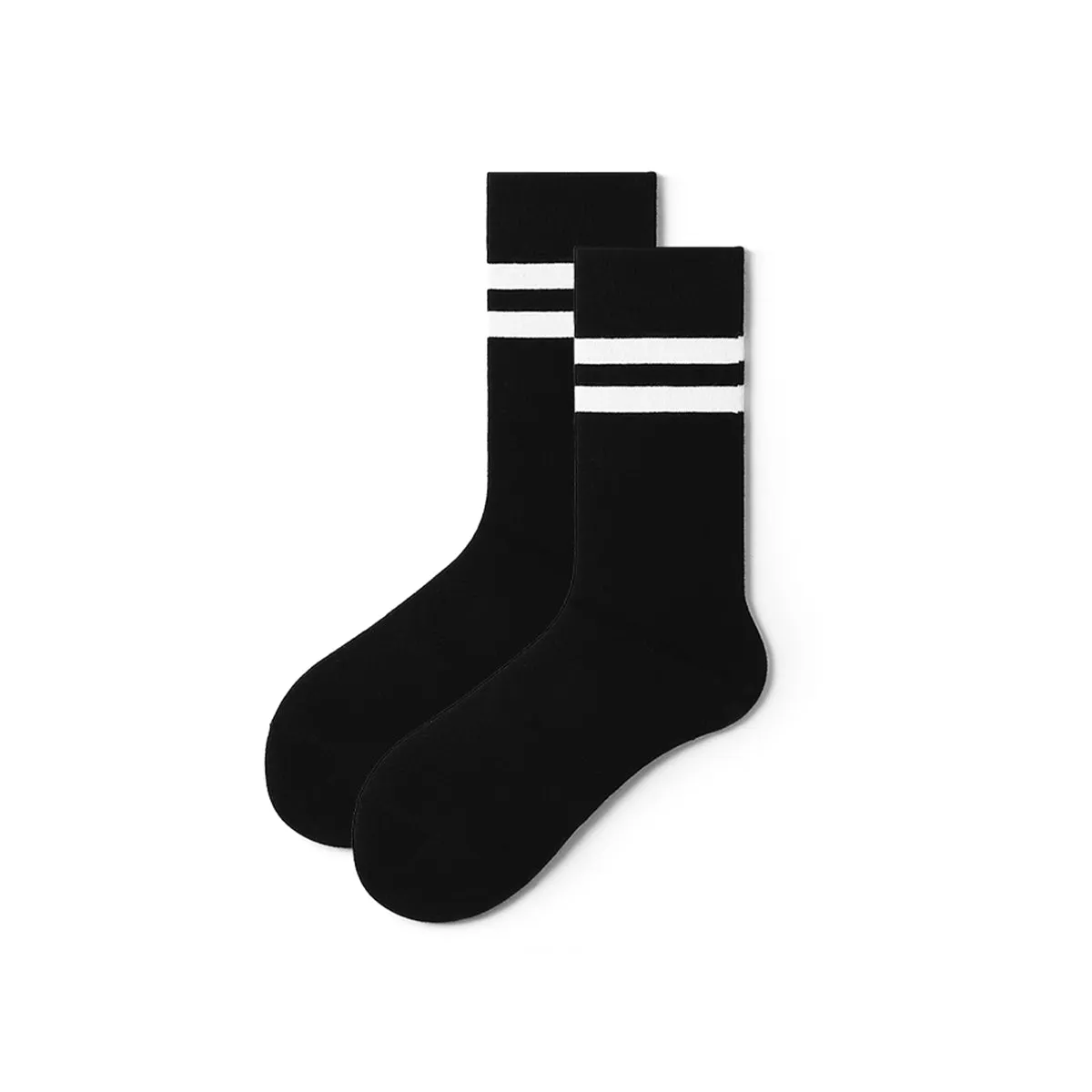 All Black All-season Men 5pcs Crew Socks Set