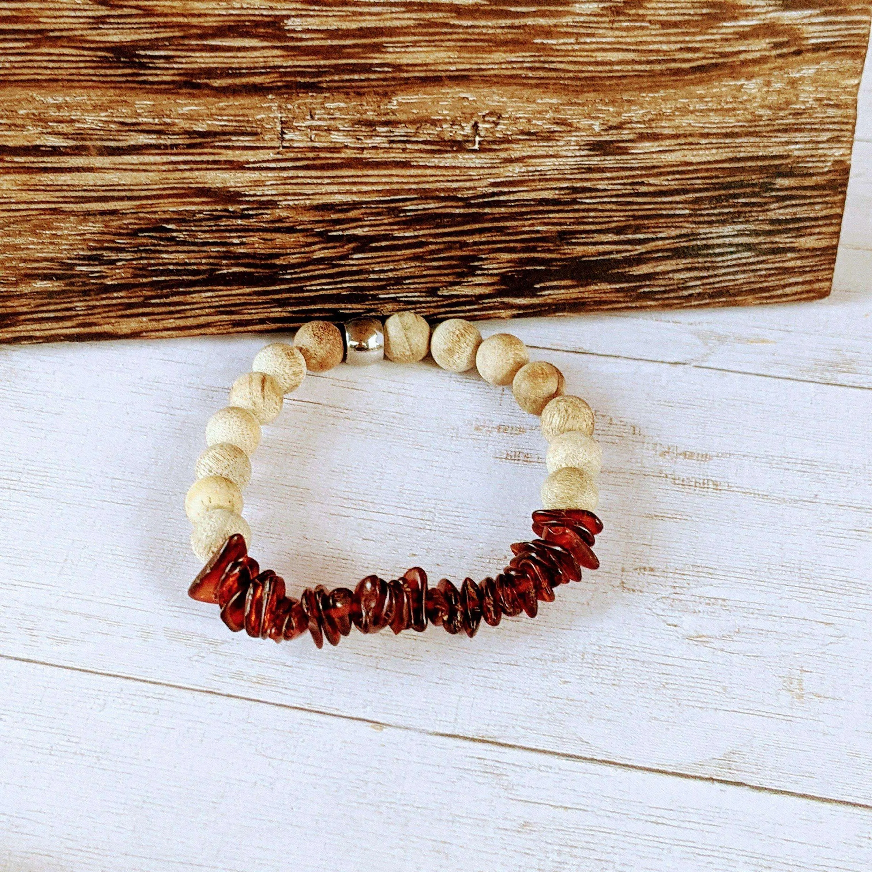 Amber Gemstone Chip Diffuser Bracelet- Life Force Bracelet