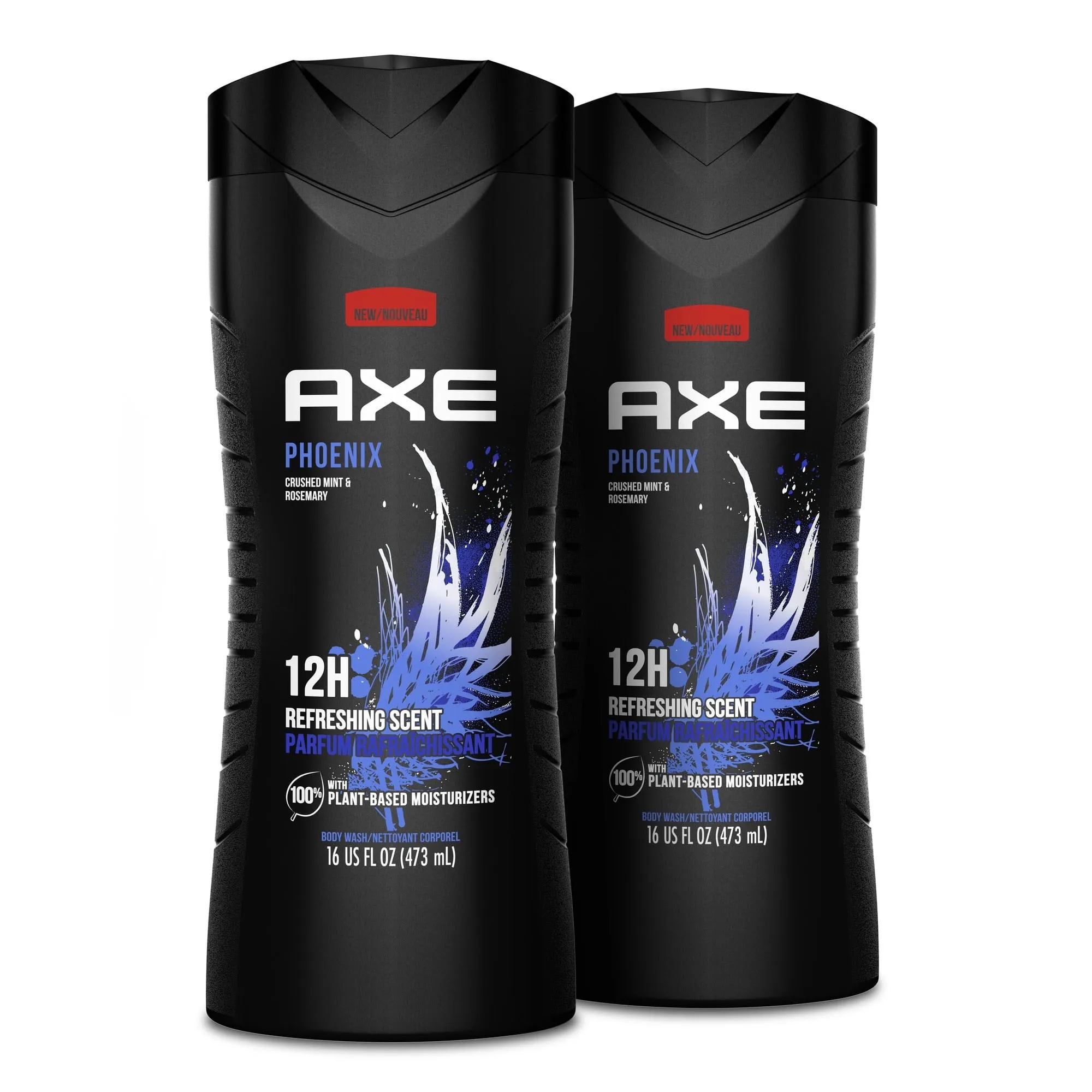 Axe Phoenix Refreshing Long Lasting Body Wash Twin Pack, Crushed Mint and Rosemary, 16 fl oz