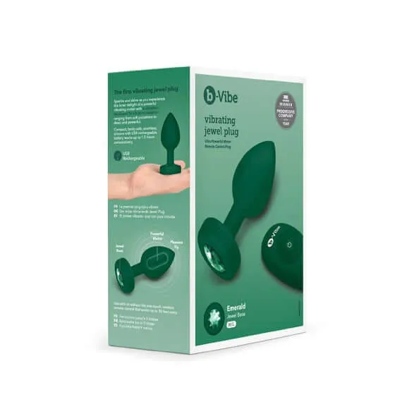 B-Vibe Vibrating Jewel Plug Emerald Green M/L - Sparkling Anal Pleasure