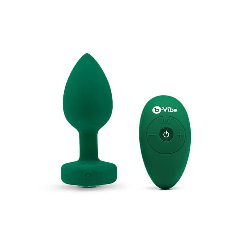 B-Vibe Vibrating Jewel Plug Emerald Green M/L - Sparkling Anal Pleasure