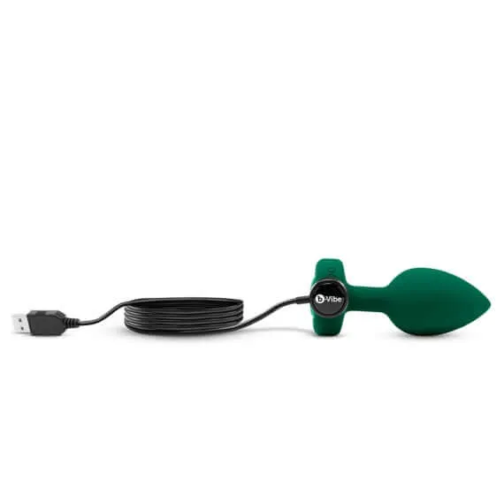 B-Vibe Vibrating Jewel Plug Emerald Green M/L - Sparkling Anal Pleasure