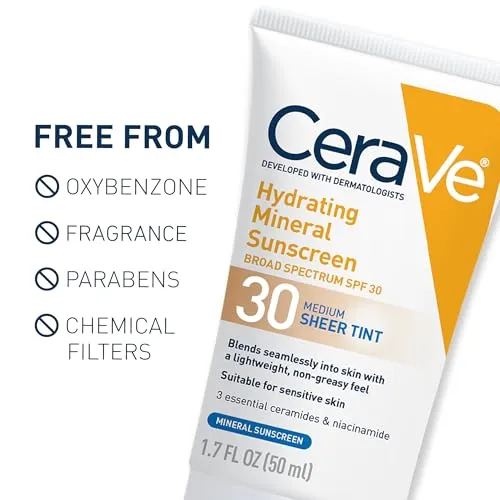 CeraVe Hydrating Mineral Sunscreen SPF 30 with Sheer Tint