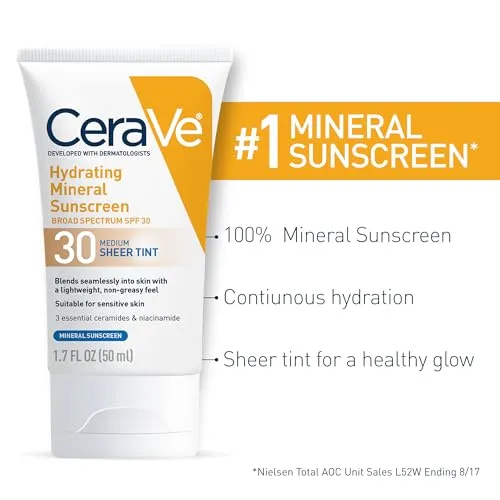 CeraVe Hydrating Mineral Sunscreen SPF 30 with Sheer Tint