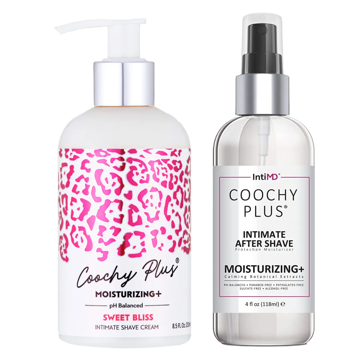 Coochy Plus Intimate Shaving Complete Kit - SWEET BLISS & Organic After Shave Protection Soothing Moisturizer Mist – Antioxidant Formula