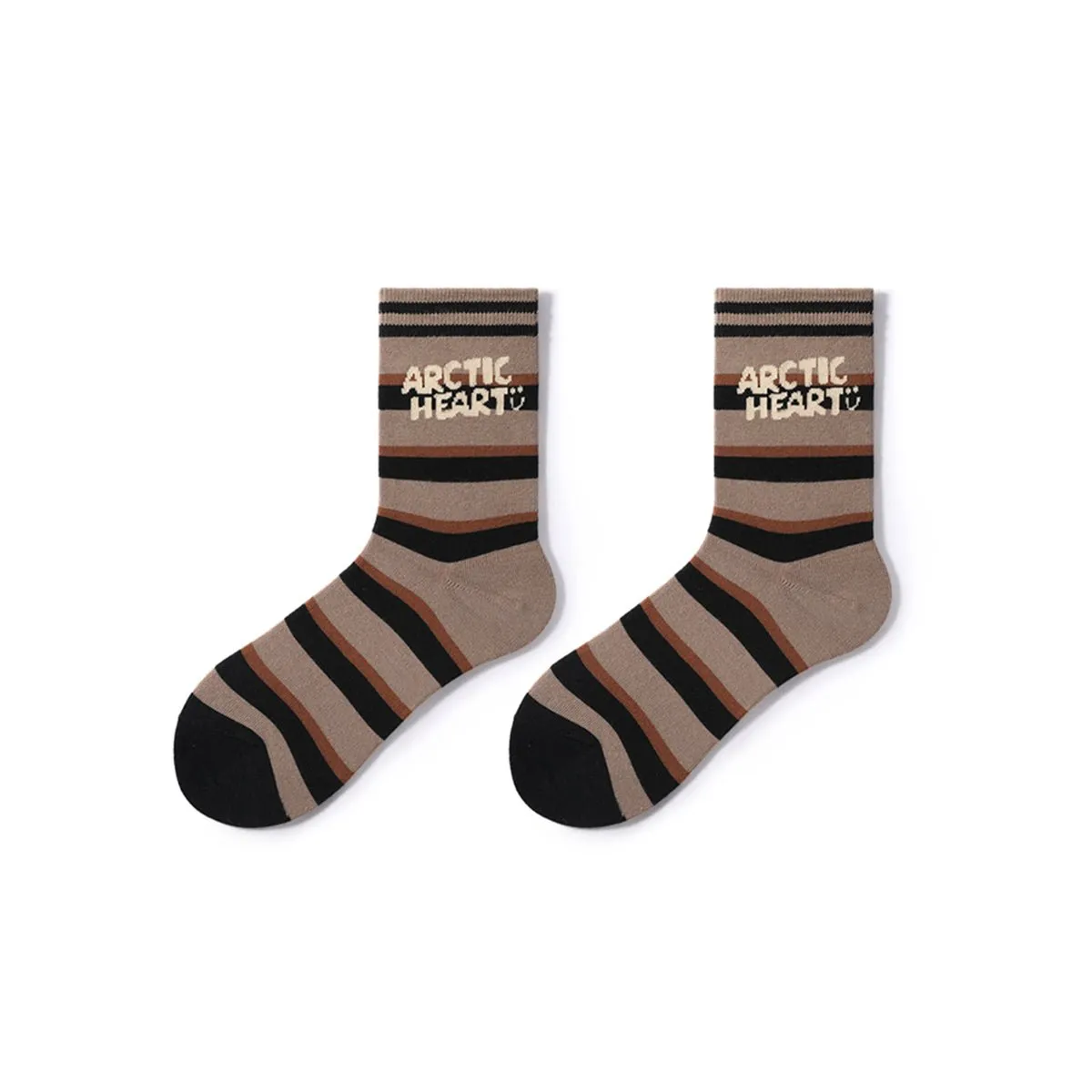 Full Note Retro Sporty All-season Women 5pcs Crew Socks Set