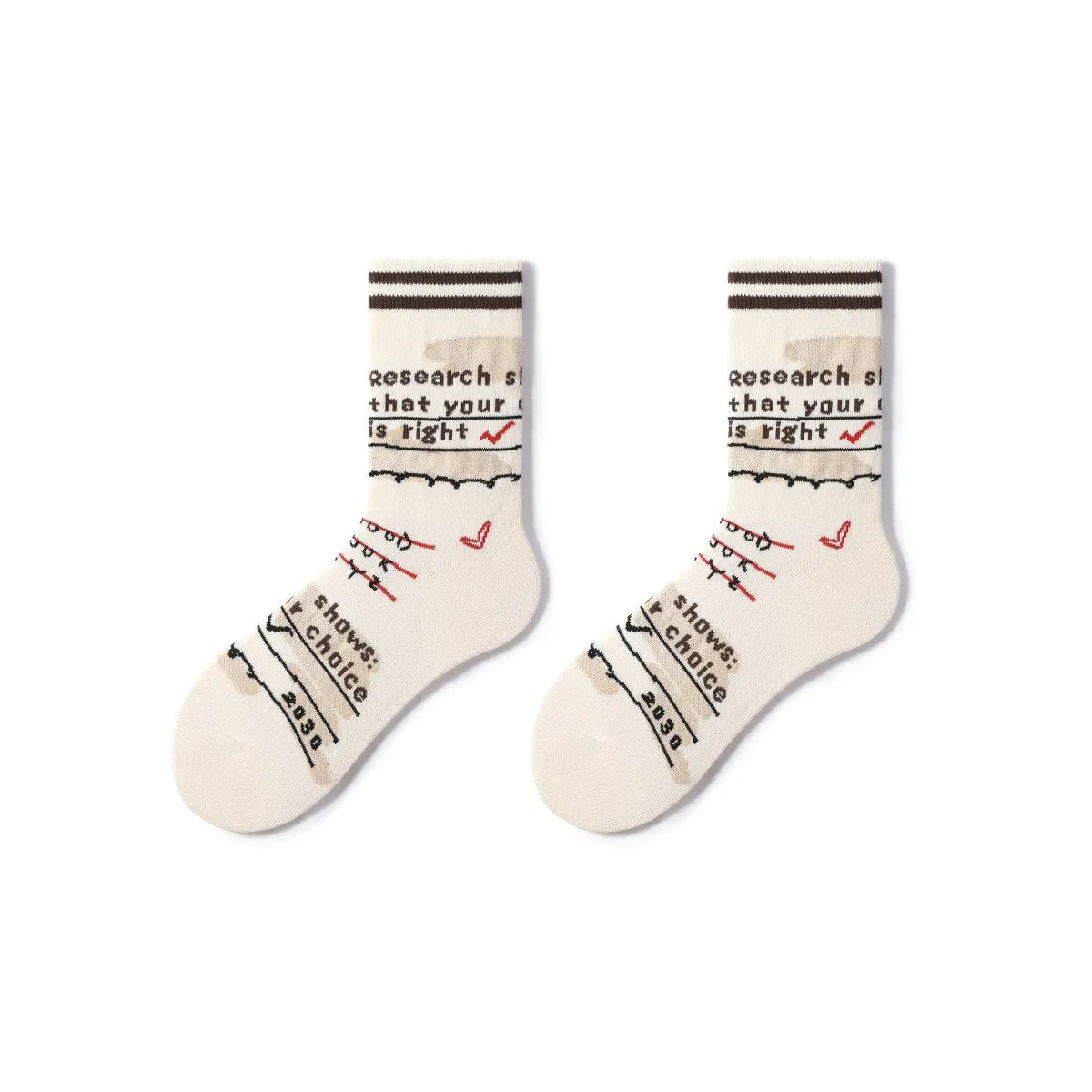 Full Note Retro Sporty All-season Women 5pcs Crew Socks Set