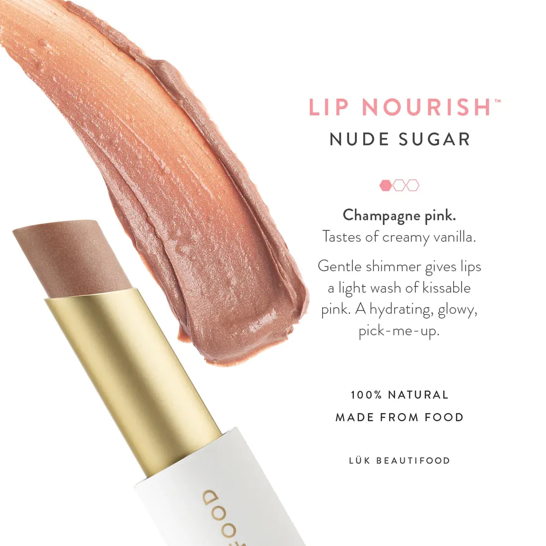 Luk Beautifood Lip Nourish Organic Natural Lipstick Nude Sugar